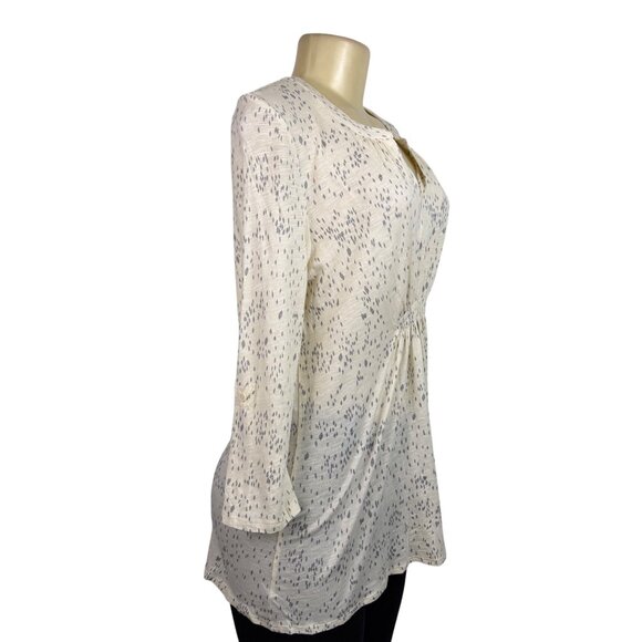 Calvin Klein Womens Beige Cotton Blend Long Sleeve Printed Top Lightweight Sz M - Picture 2 of 12